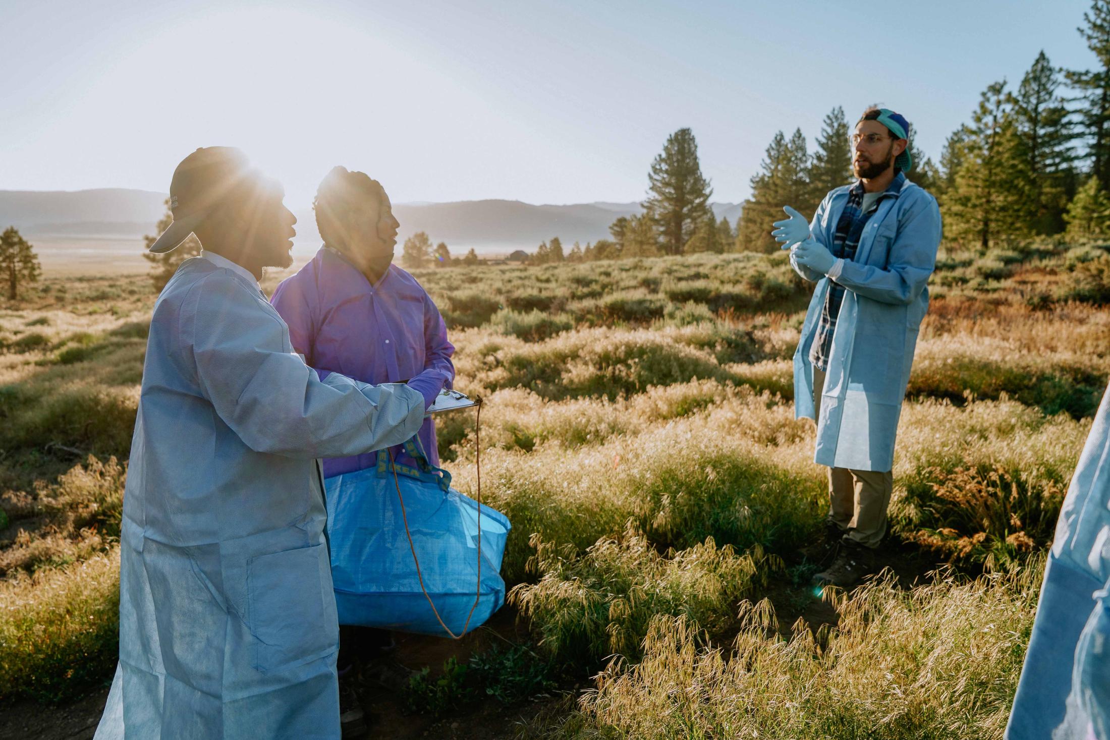 Hannah Brown and sampling team