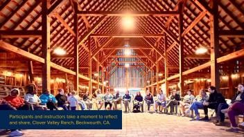 RxOH participants in a moment of reflection in a barn at Clover Valley Ranch