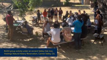 RxOH participants in group discussion under a Valley Oak tree