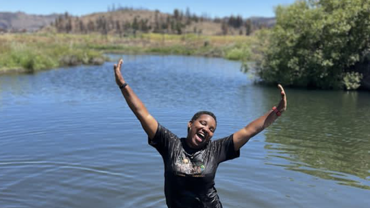 Linda Salekwa in a creek at Clover Valley Ranch
